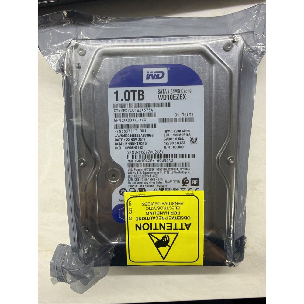 Western Digital Blue (7200RPM, 3.5", SATA III, 64MB Cache) 1TB Internal...